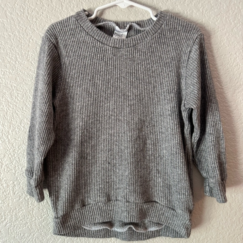Little Nugget Knits Heather Gray Cashmere Waffle Sweater size 2T